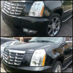 Before and After Repairing a Black Car